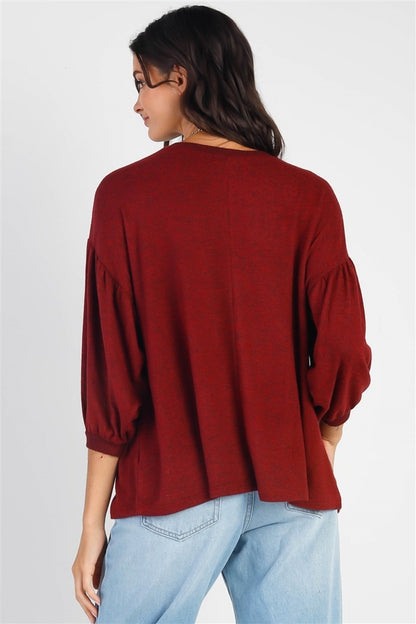 Cherish Apparel Drop Shoulder Puff Sleeve Top