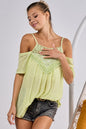 BiBi Front Crochet Lace Adjustable Strap Top in Lime