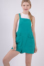 VERY J Sleeveless Double Gauze Overalls with Pockets in Green