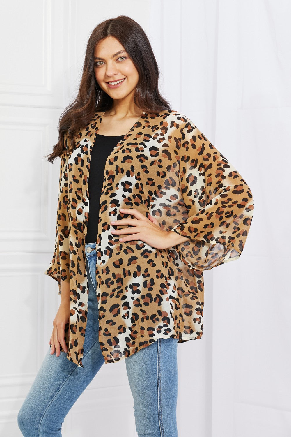 Melody Wild Muse Animal Print Kimono in Camel