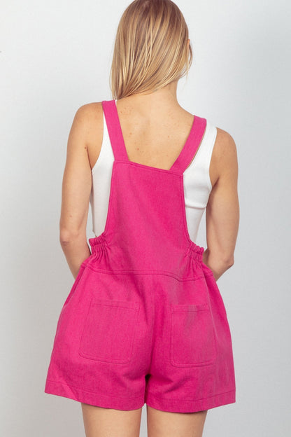 VERY J Adjustable Suspender Overalls with Pockets in Fuchsia