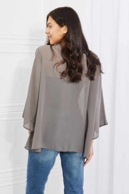 Melody Just Breathe Chiffon Kimono in Grey