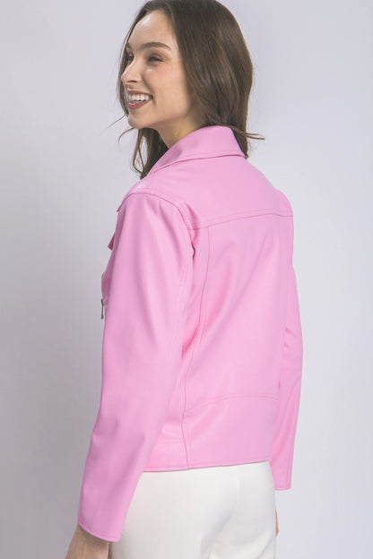 Love Tree Collared Neck Zip-Up Jacket