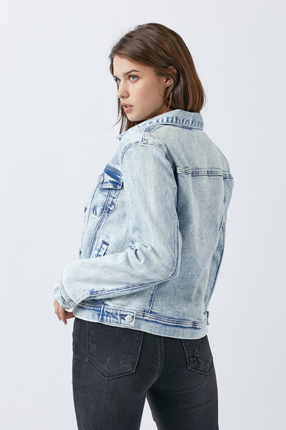 RISEN Button-Up Washed Denim Jacket