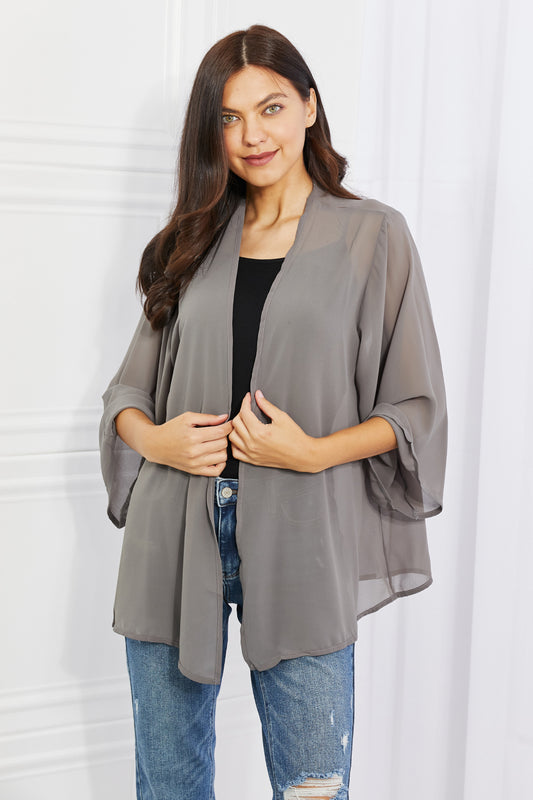 Melody Just Breathe Chiffon Kimono in Grey