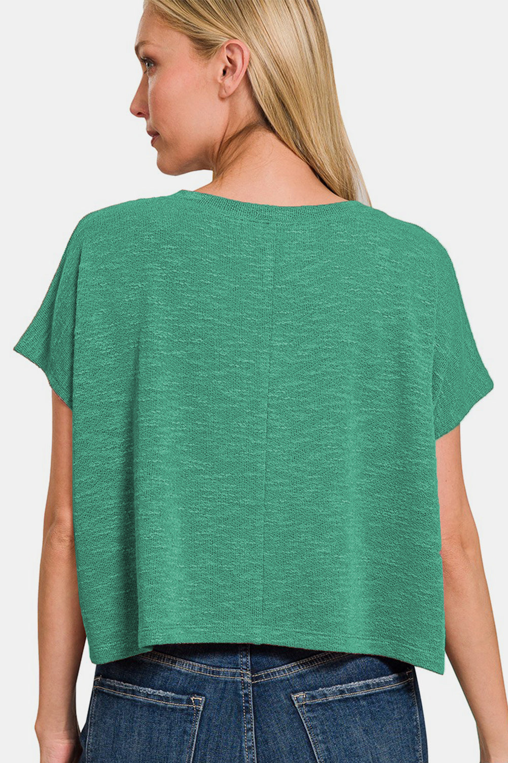 Zenana V-Neck Short Sleeve T-Shirt in Green