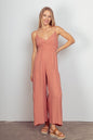 VERY J Sleeveless Ruched Wide-Leg Jumpsuit in Blush