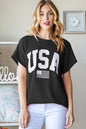 Heimish USA Graphic Short Sleeve Ribbed Top in Black