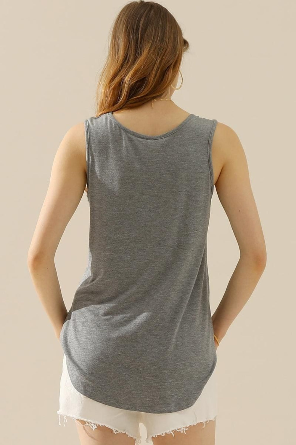 Ninexis V-Neck Curved Hem Tank