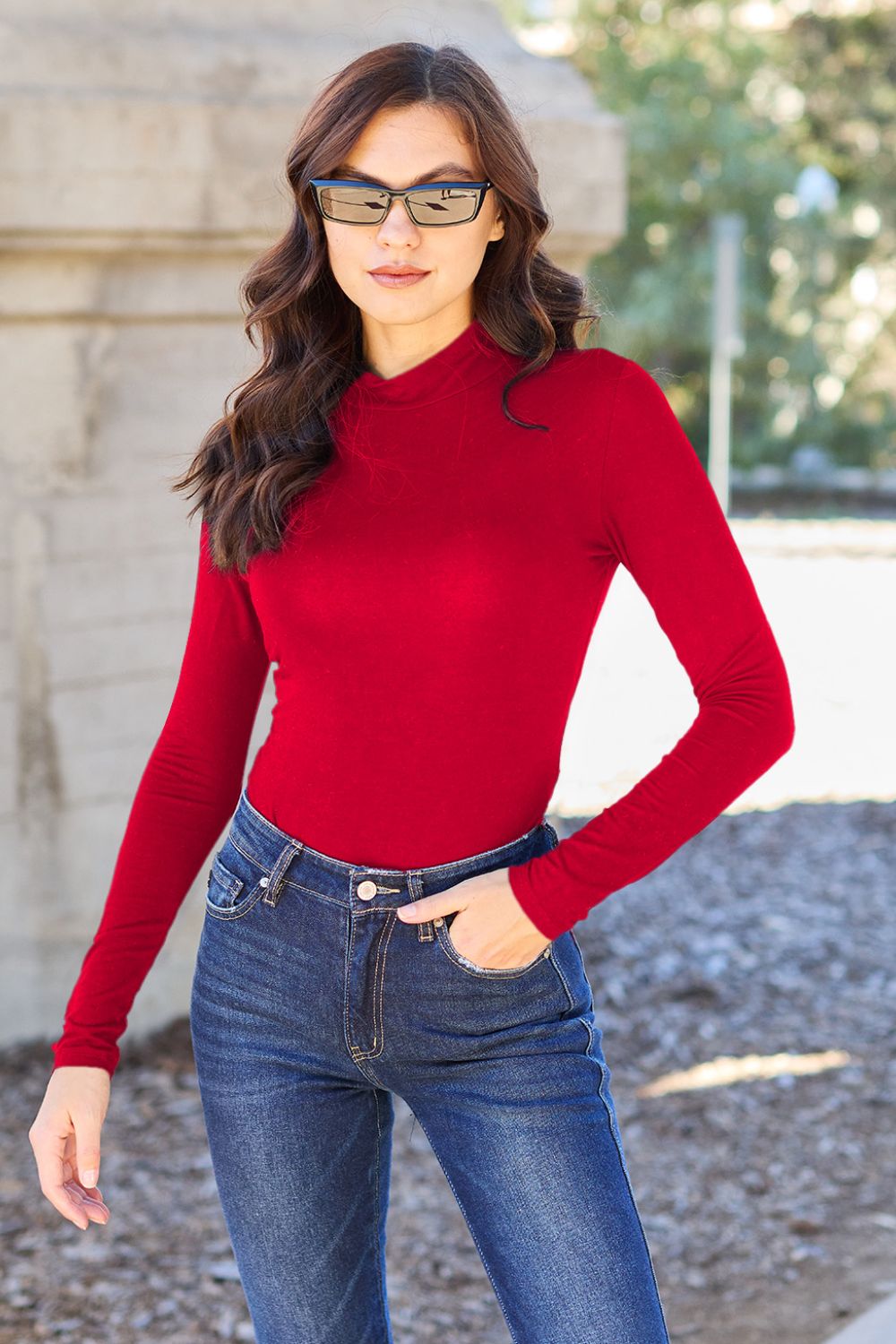 Basic Bae Mock Neck Long Sleeve Bodysuit