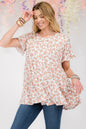 Celeste Floral Ruffled Short Sleeve Blouse