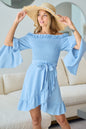 BiBi Smocked Ruffled Front-Tie Dress