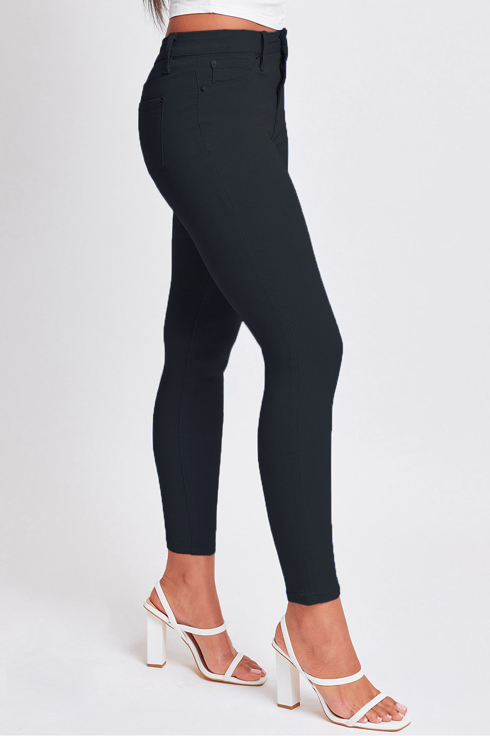 YMI Jeanswear Hyperstretch Mid-Rise Skinny Pants in Black