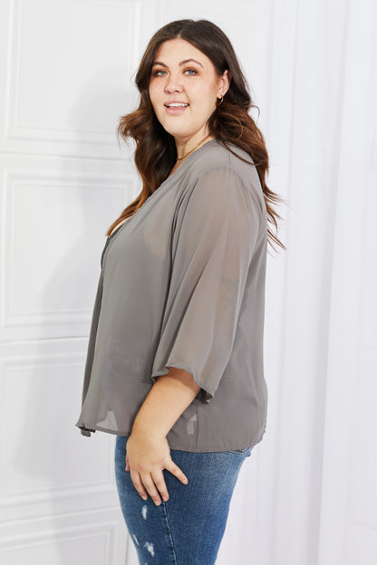 Melody Just Breathe Chiffon Kimono in Grey