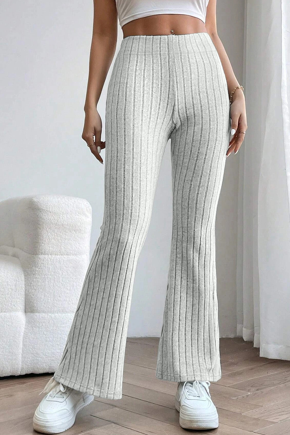 Basic Bae Ribbed High Waist Flare Pants